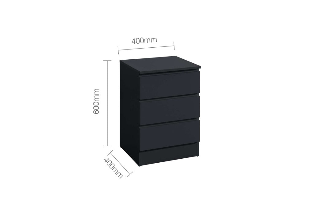 Birlea Oslo 3 Drawer Bedside - Black 3