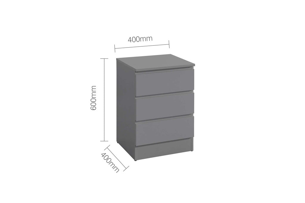 Birlea Oslo 3 Drawer Bedside - Grey 3