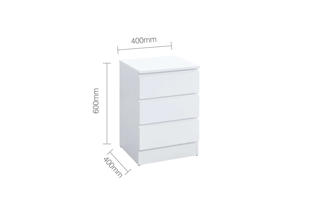 Birlea Oslo 3 Drawer Bedside - White 3