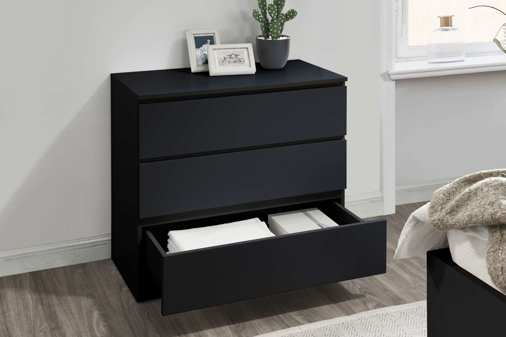 Birlea Oslo 3 Drawer Chest - Black 2