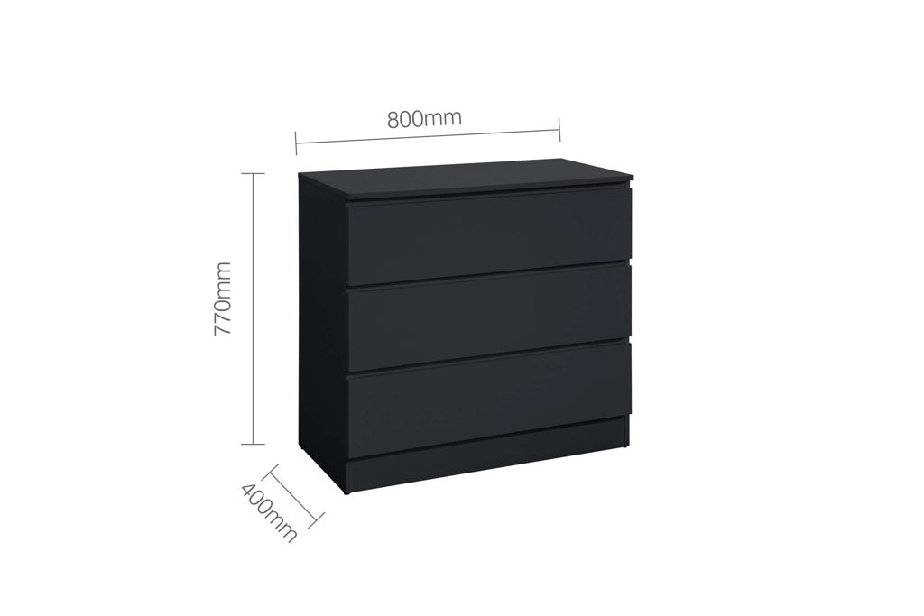 Birlea Oslo 3 Drawer Chest - Black 4