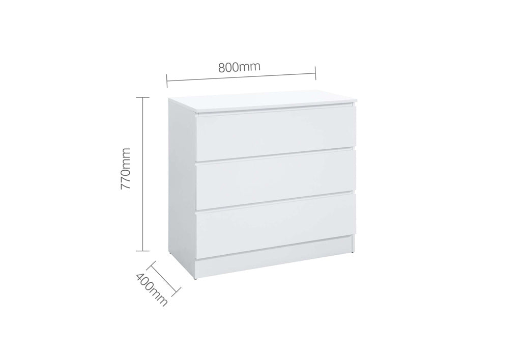 Birlea Oslo 3 Drawer Chest - White 4