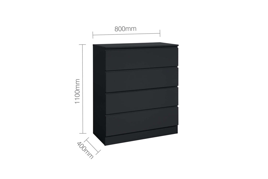 Birlea Oslo 4 Drawer Chest - Black 3