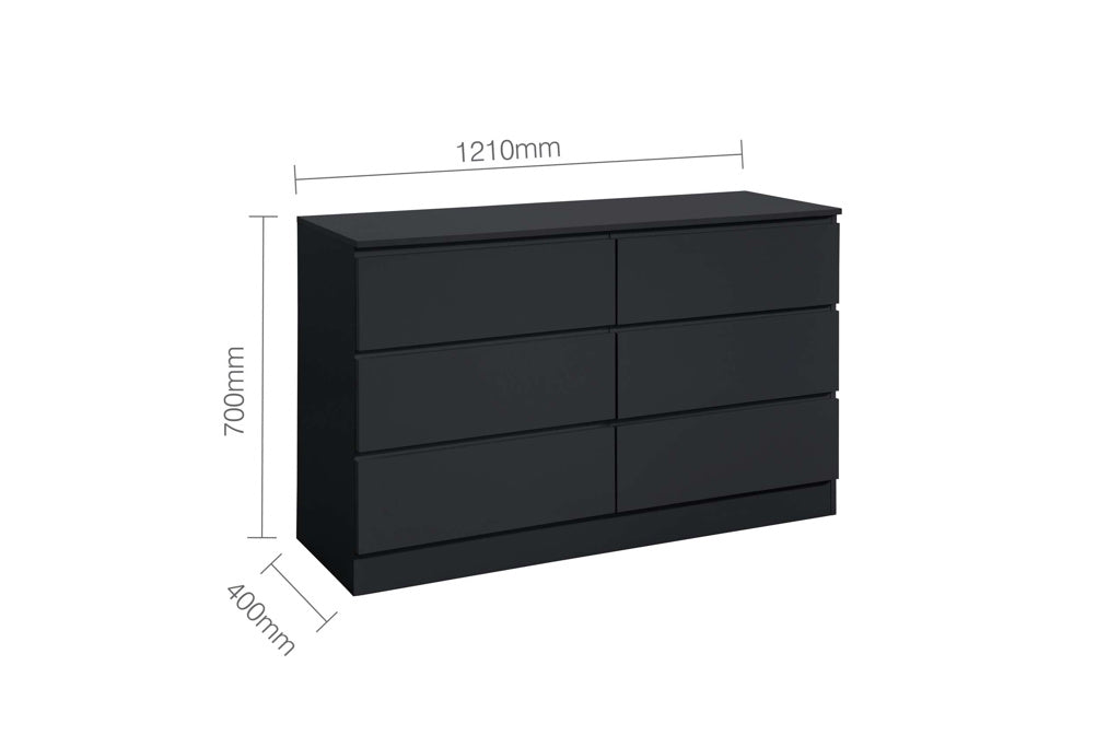 Birlea Oslo 6 Drawer Chest - Black 3