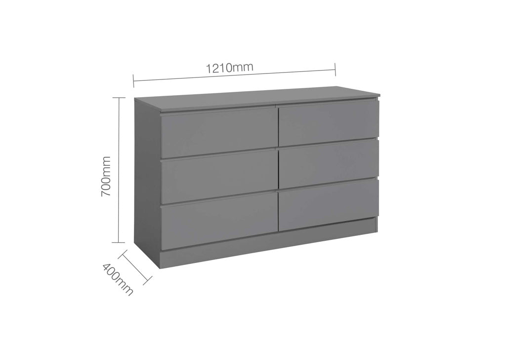 Birlea Oslo 6 Drawer Chest - Grey 3