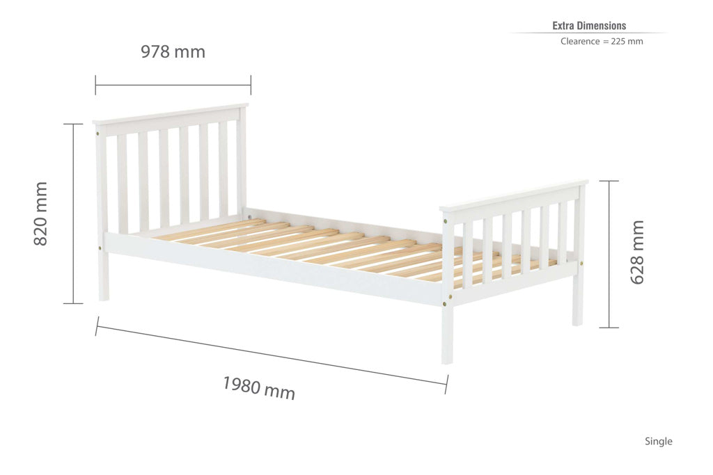 Birlea Oxford White Wooden Bed Frame - Single 4