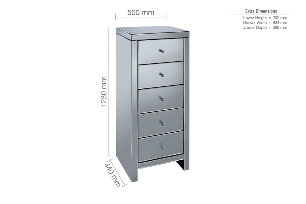 Birlea Seville 5 Drawer Narrow Chest 4