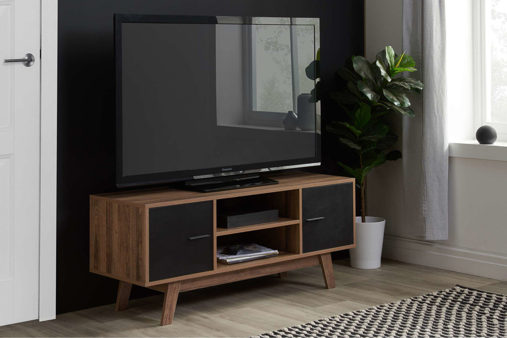 Birlea Shard Wooden TV Unit - Walnut & Black