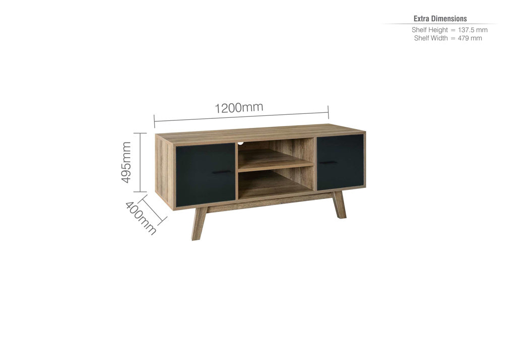 Birlea Shard Wooden TV Unit - Walnut & Black 4