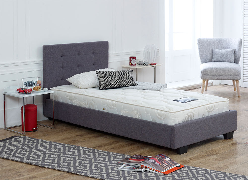 Single Nicholson Grey Fabric Bed Frame