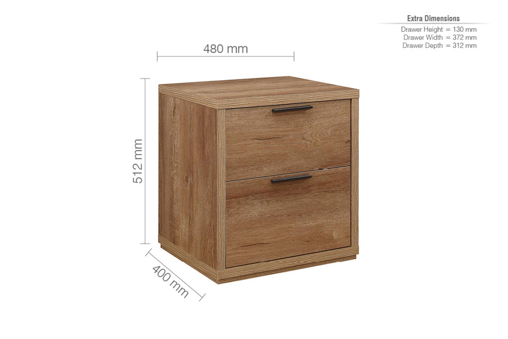 Birlea Stockwell 2 Drawer Bedside Dimensions