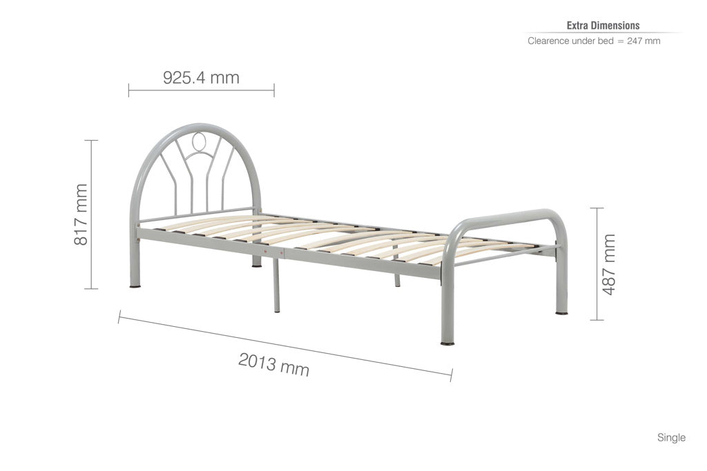 Birlea Solo Silver Metal Bed Frame - Single 4