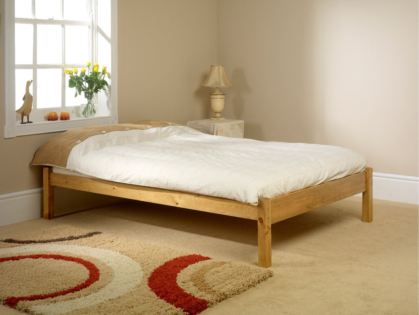 Studio Antique Pine Wooden Bed - Double