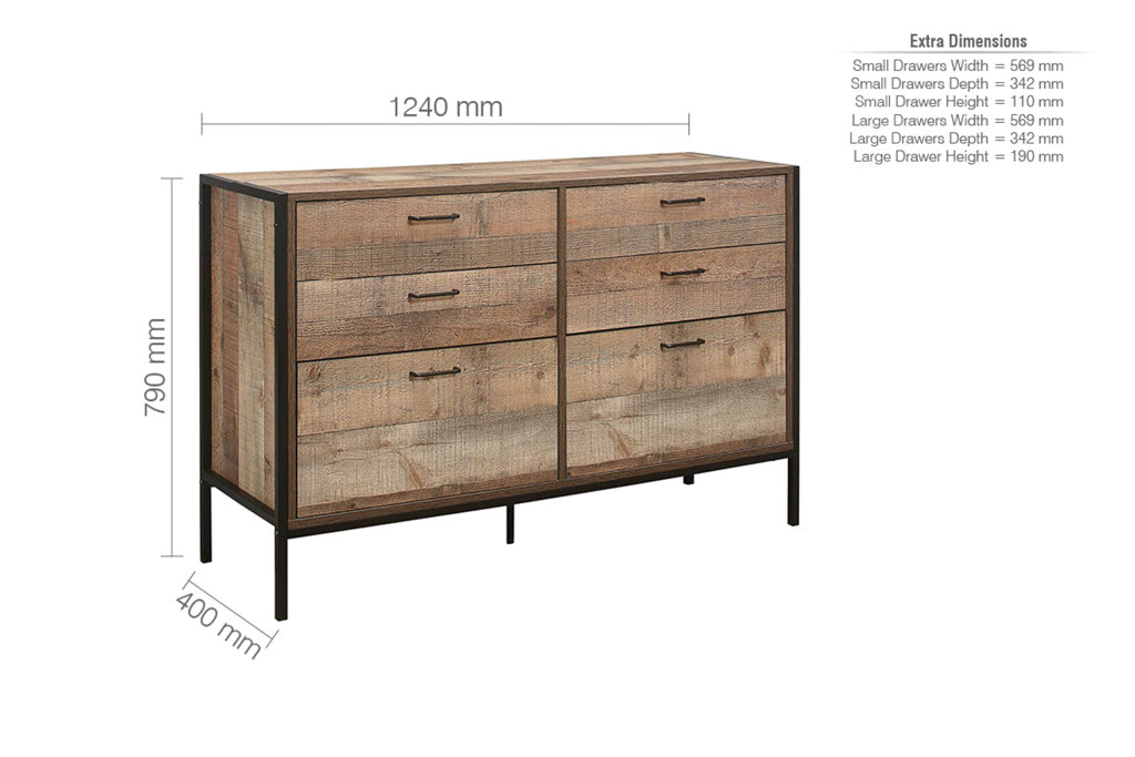 Birlea Urban 6 Drawer Rustic Chest 4