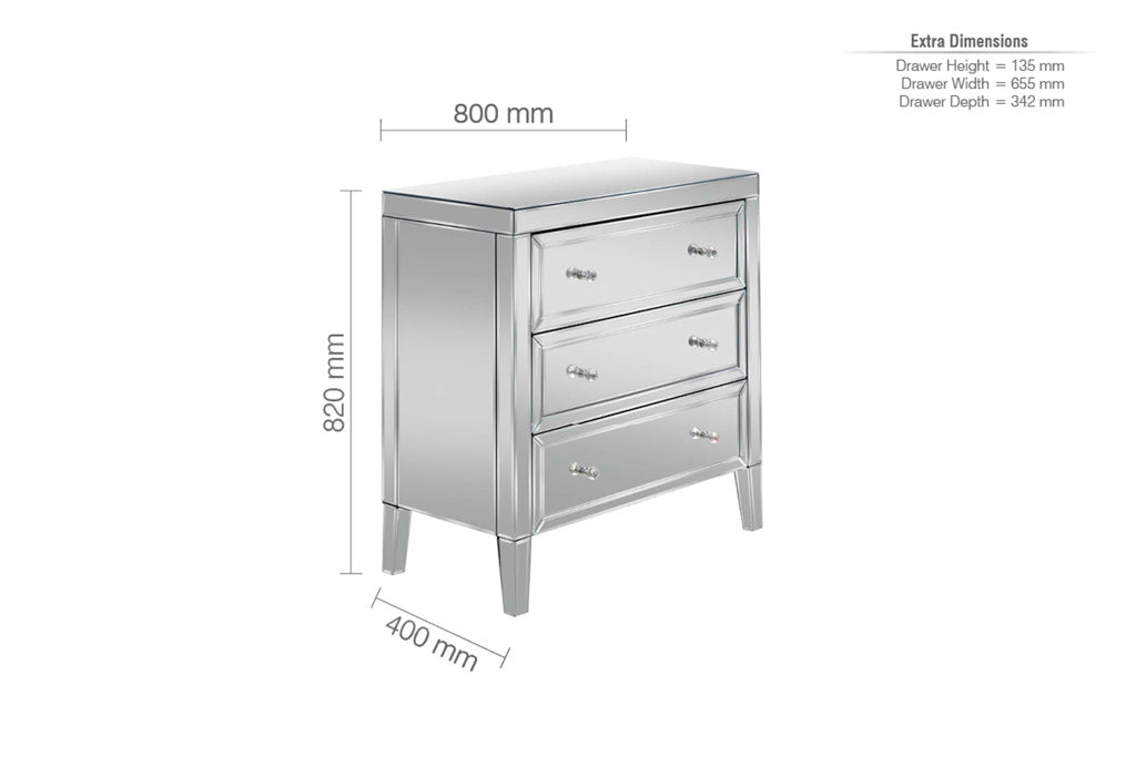 Birlea Valencia 3 Drawer Chest 4