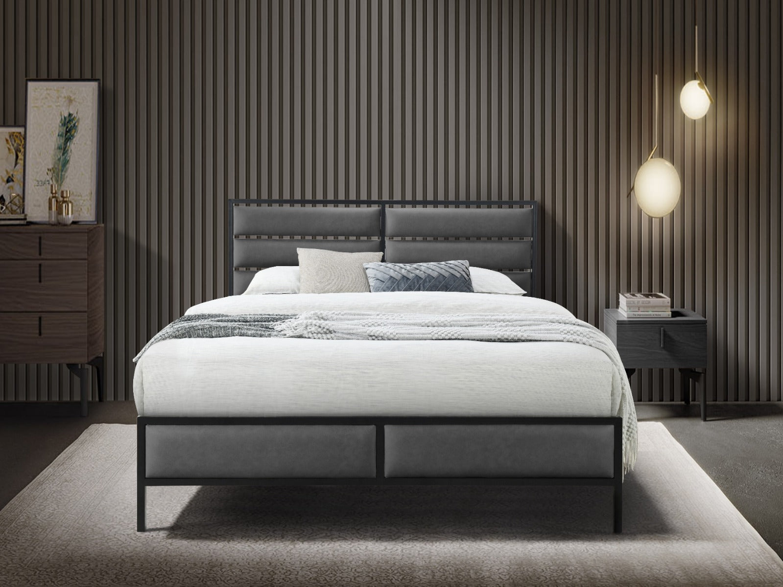 Venice Dark Grey Bed Frame Front