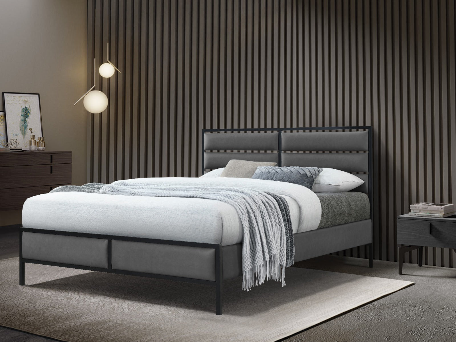 Bed Frame With Rails Venice Dark Grey Bed Frame - Kingsize – Bed Factory Direct