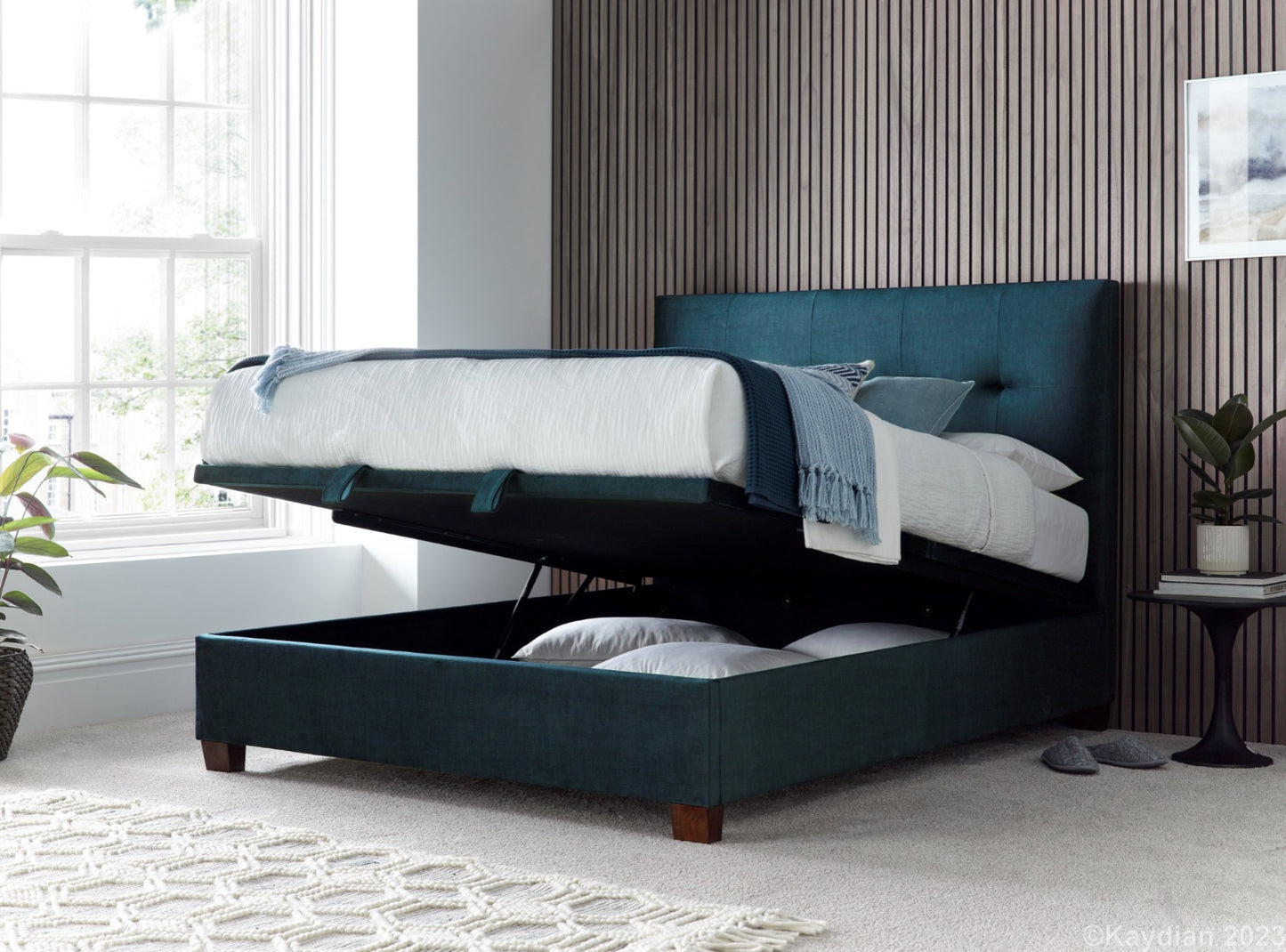 Kaydian Walkworth Ottoman Bed - Deep Ocean Blue