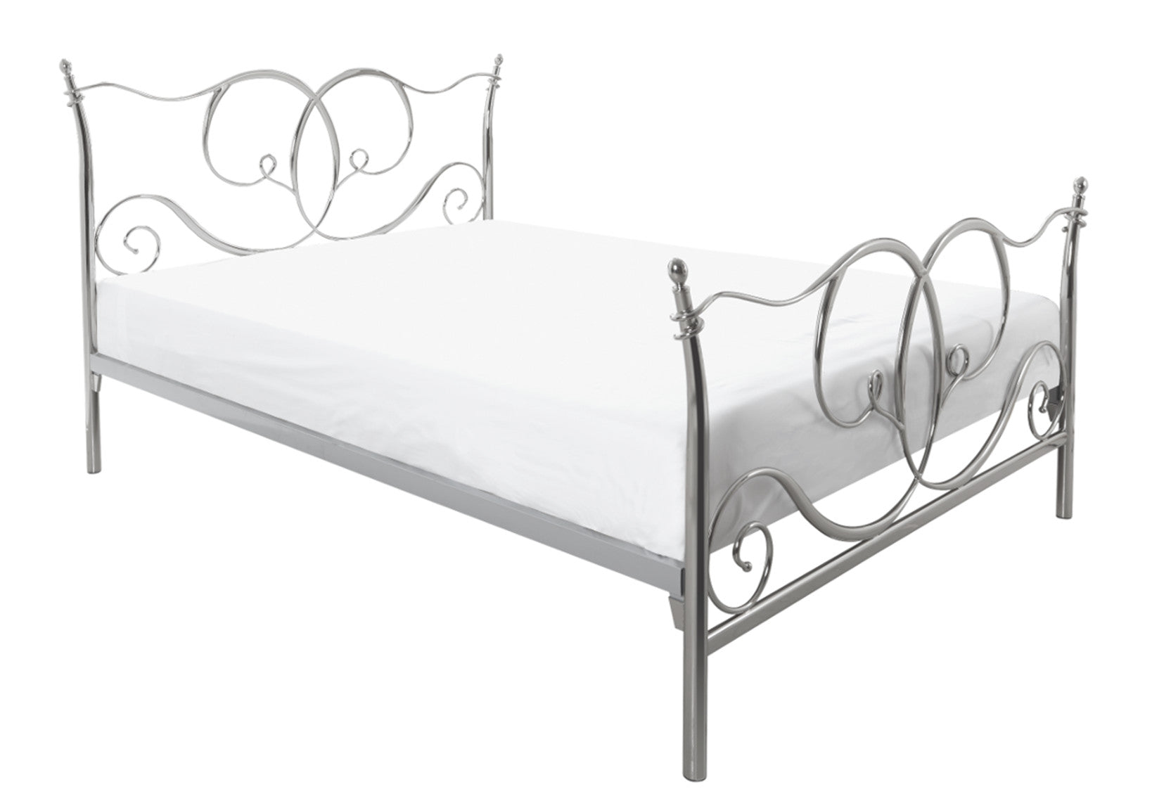 Alexas Shiny Nickel Bed Frame - Double