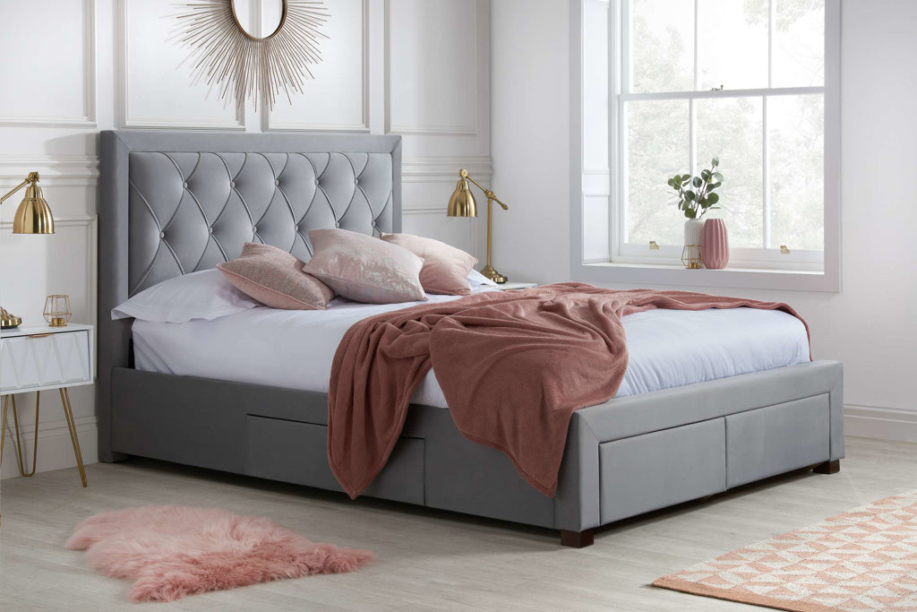 Birlea Woodbury Grey Velvet Bed Frame - Double