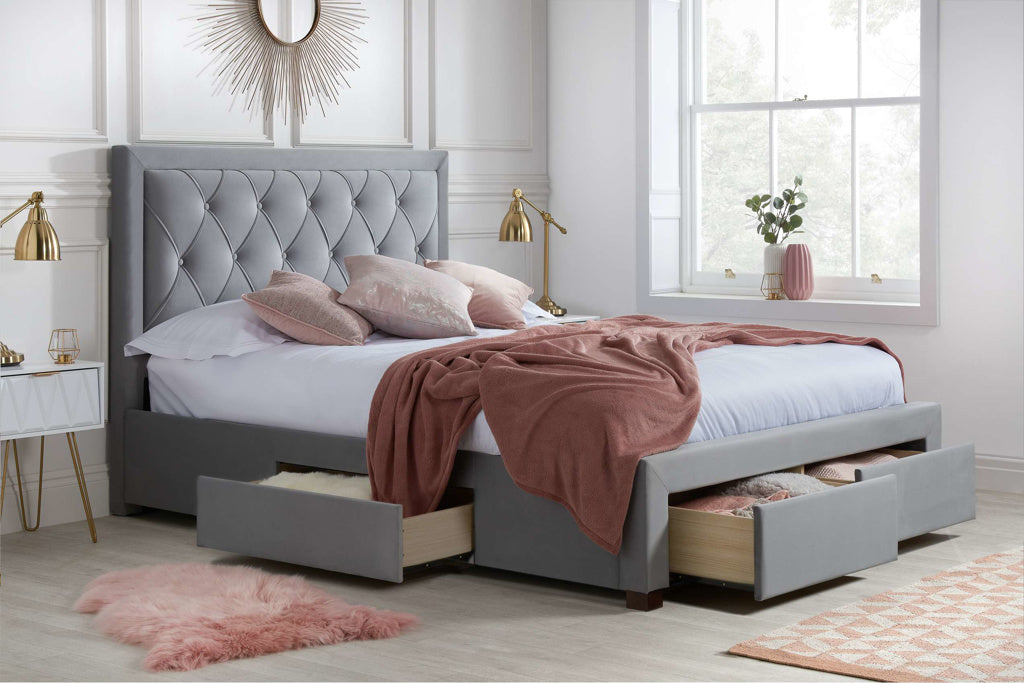 Birlea Woodbury Grey Velvet Bed Frame - Double 2