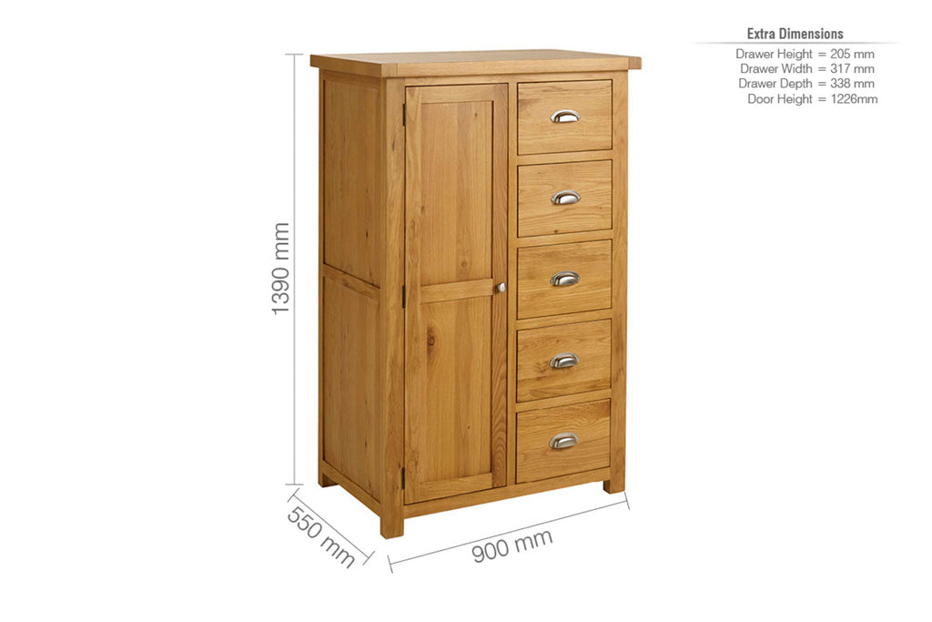 Birlea Woburn 1 Door 5 Drawer Wardrobe 4