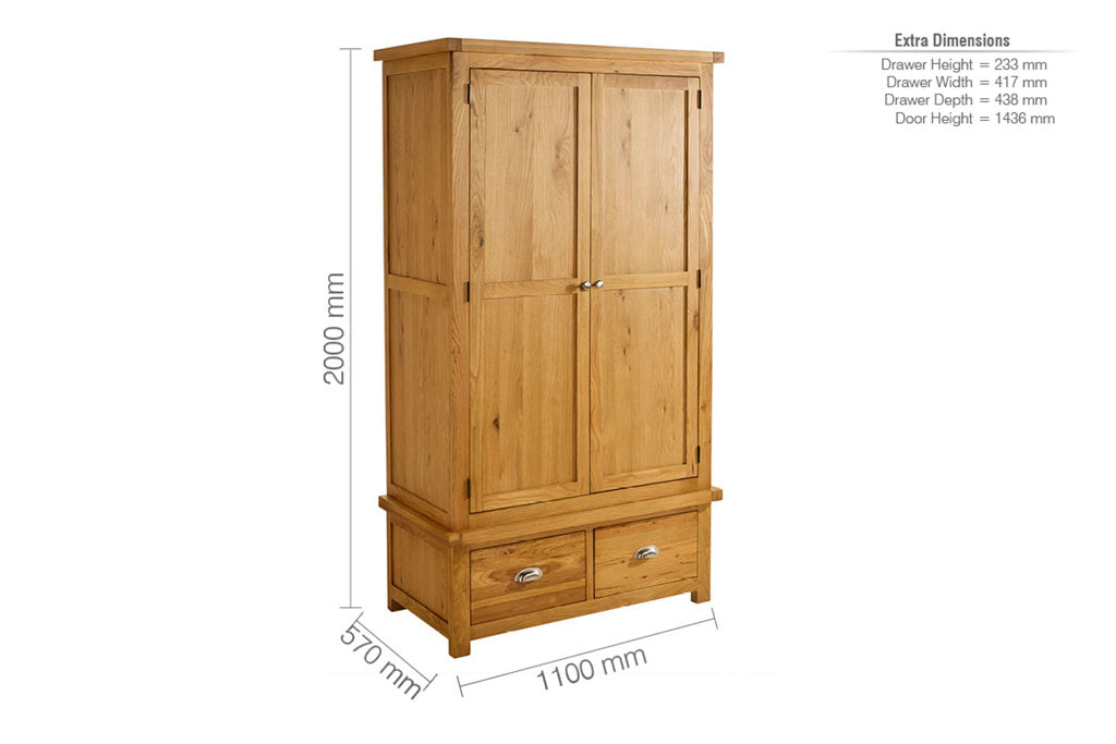 Birlea Woburn 2 Drawer 2 Door Wardrobe 4